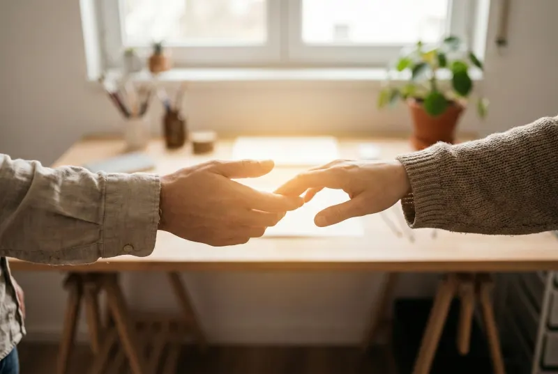 A symbolic representation of trust and connection between a creator and their audience.