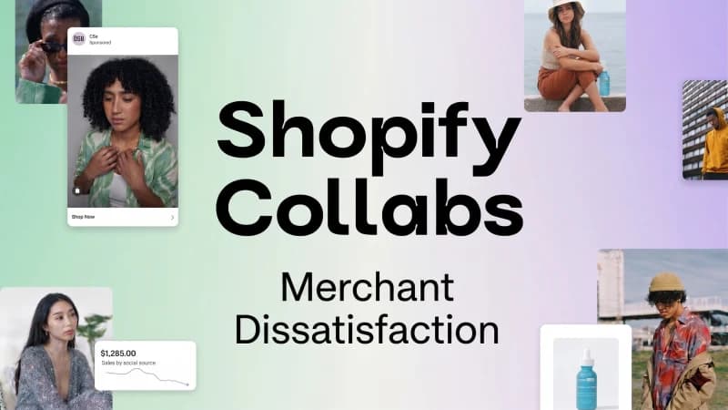 A side-by-side comparison showing frustrations with Shopify Collabs versus a clean Sonar Seed dashboard.